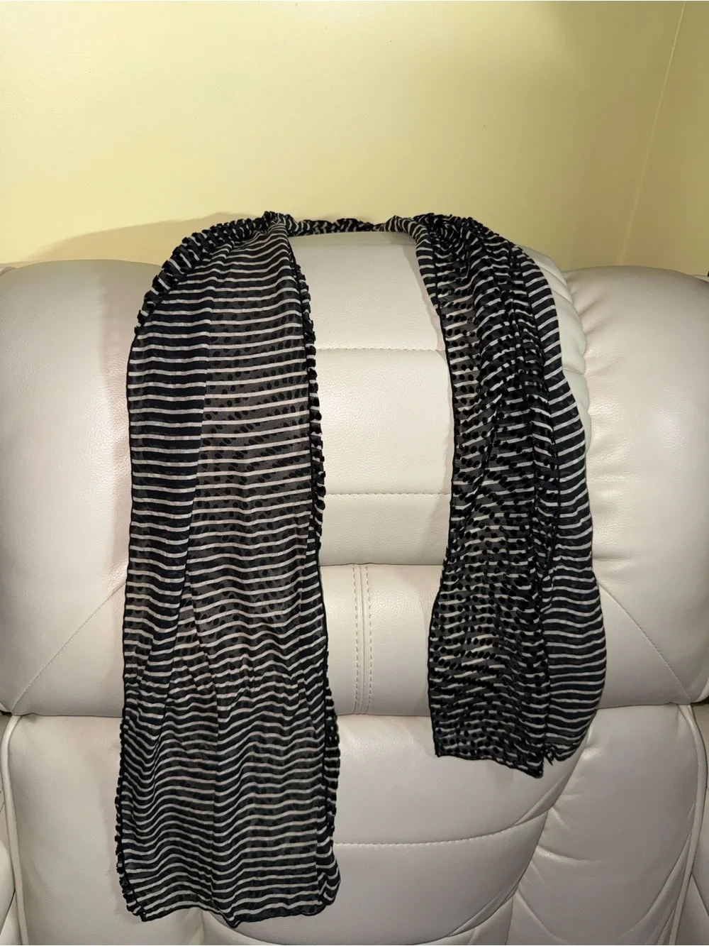 Striped Sheer Scarf in Black and White